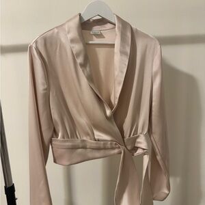 Babaton Satin Blouse in Light Beige